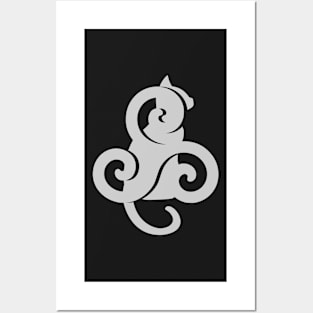 Triskelion Cat Celtic Symbol Silhouette Posters and Art